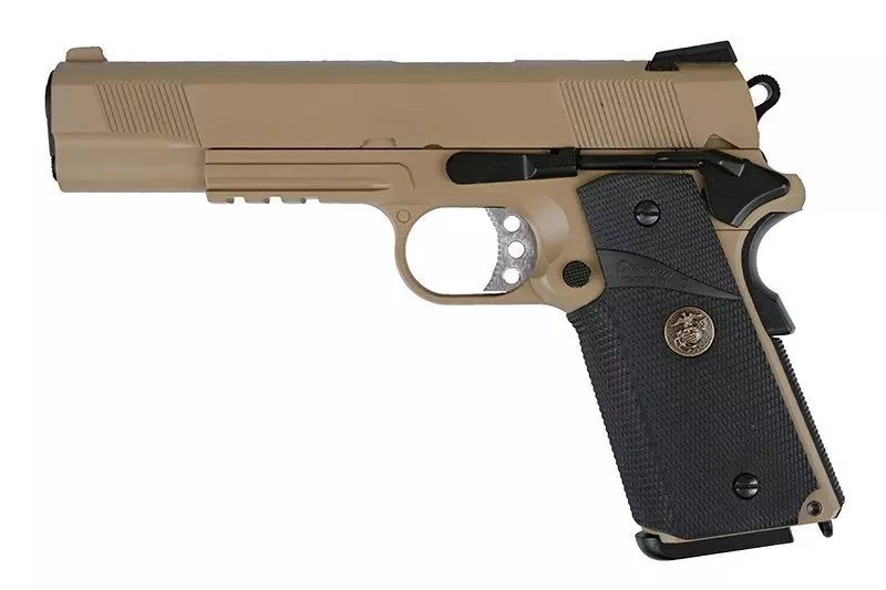 WE -Â MEU GBB Pistol Replica Rail Version – Tan -WET-02-007984-00